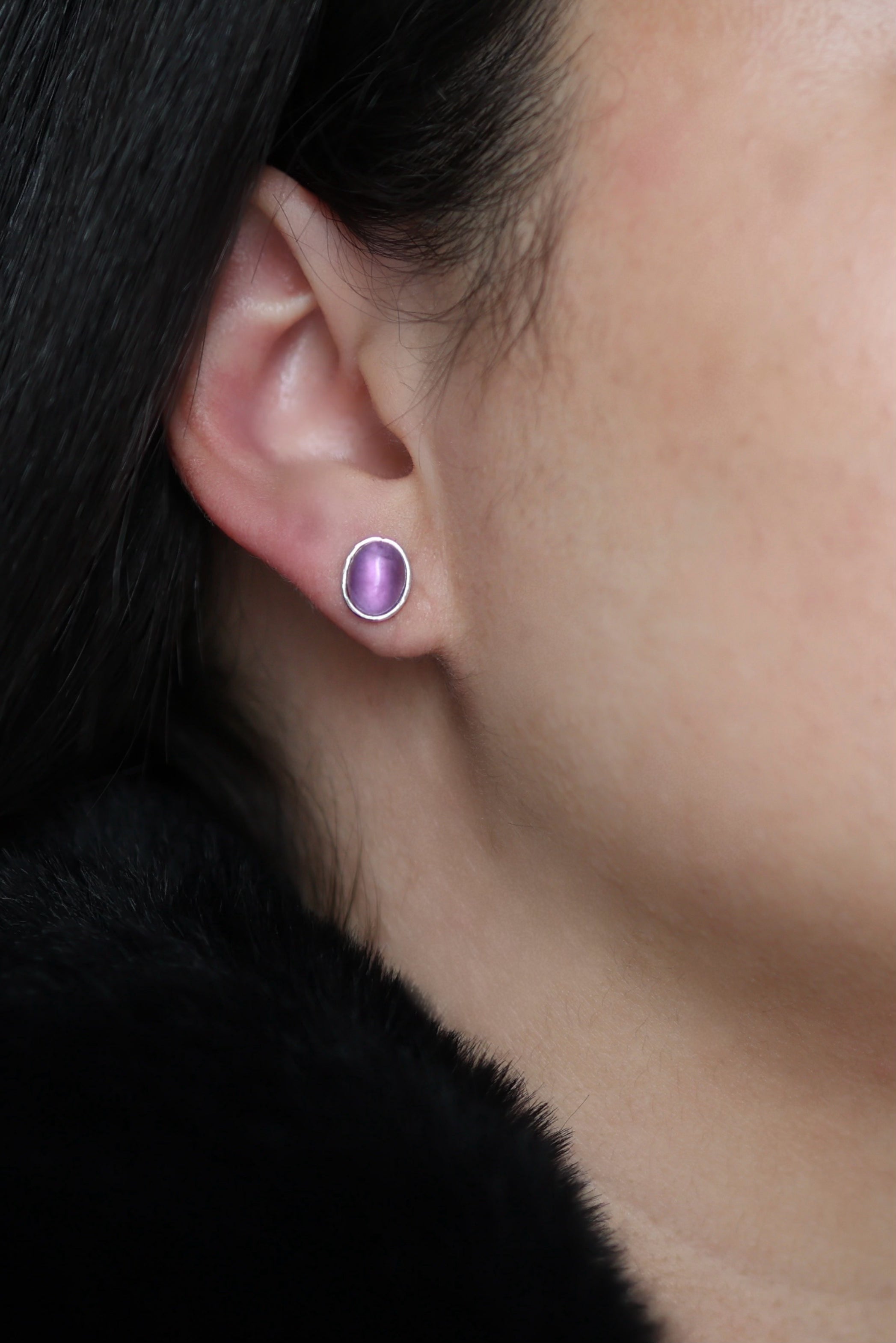 Dainty Amethyst Oval Earrings - Iane Jewelry