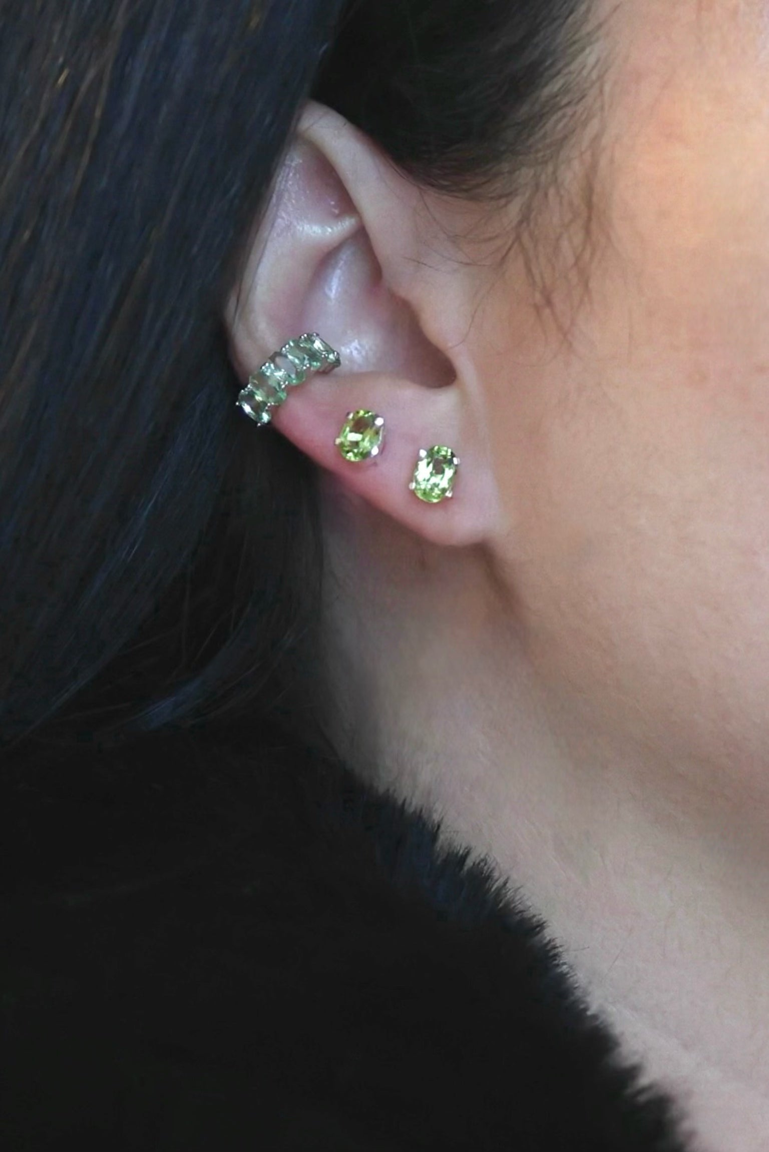 Petite Peridot Oval Earrings - Iane Jewelry