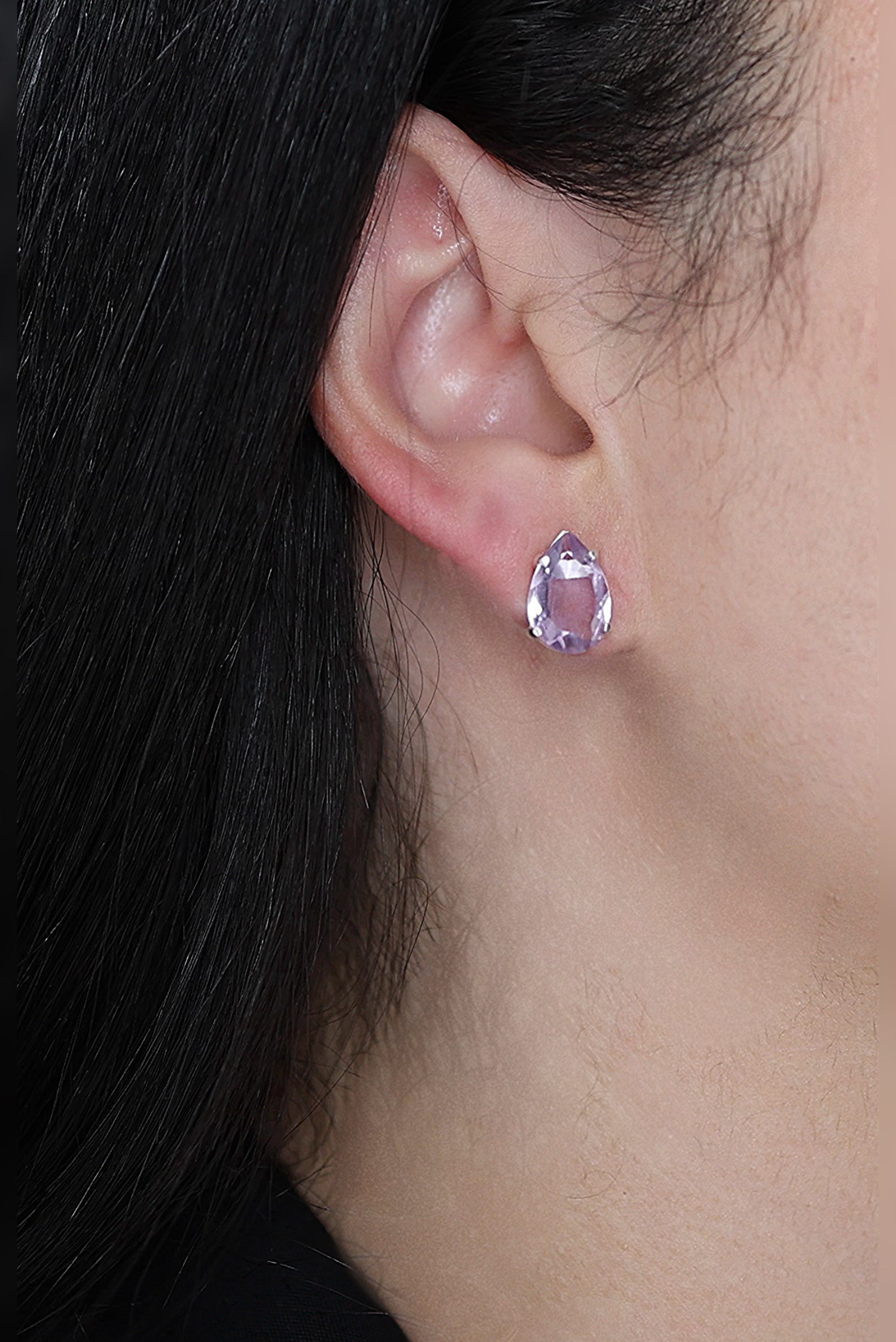 Amethyst Teardrop Silver Earrings - Iane Jewelry