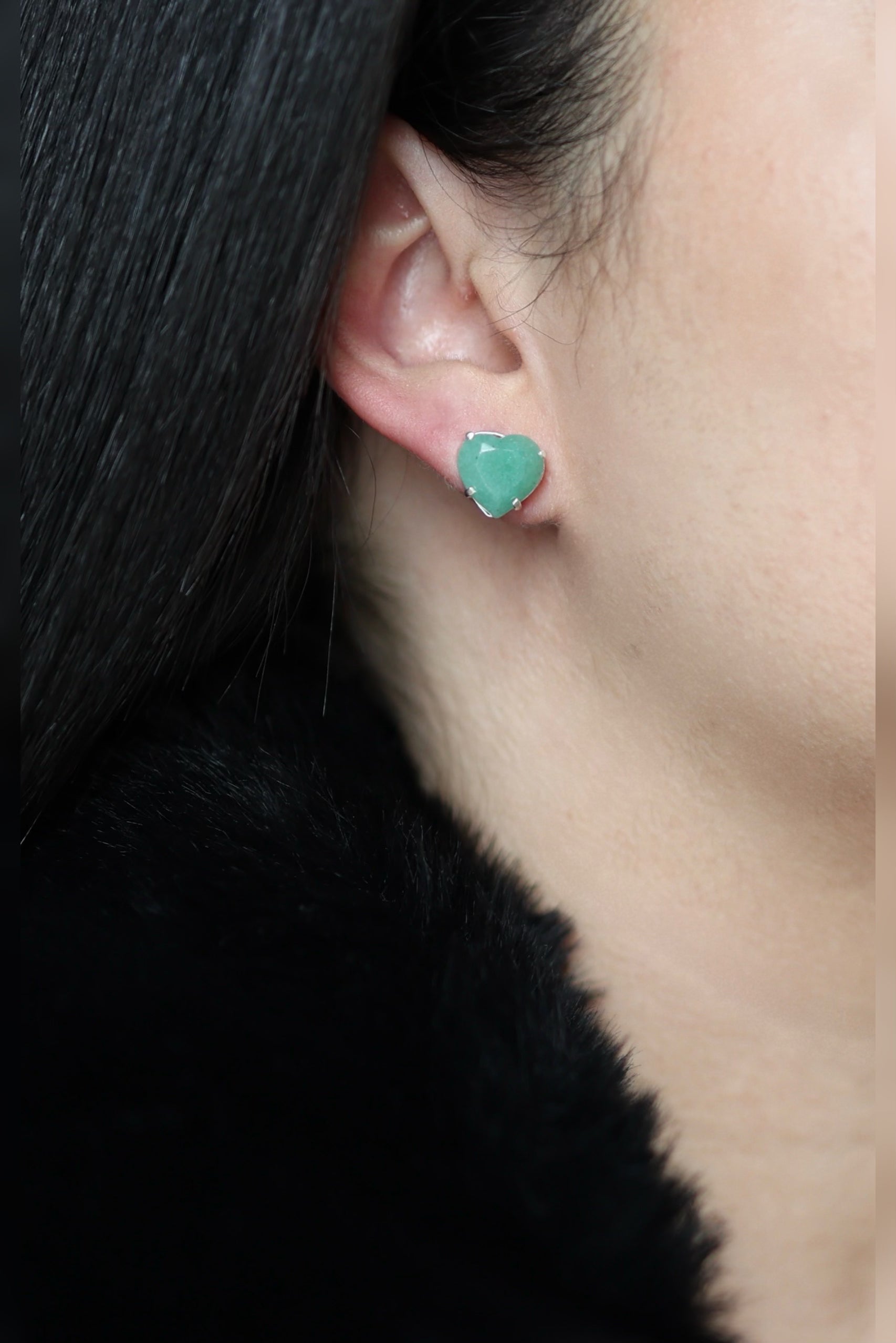 Green Heart Quartz Earrings - Iane Jewelry