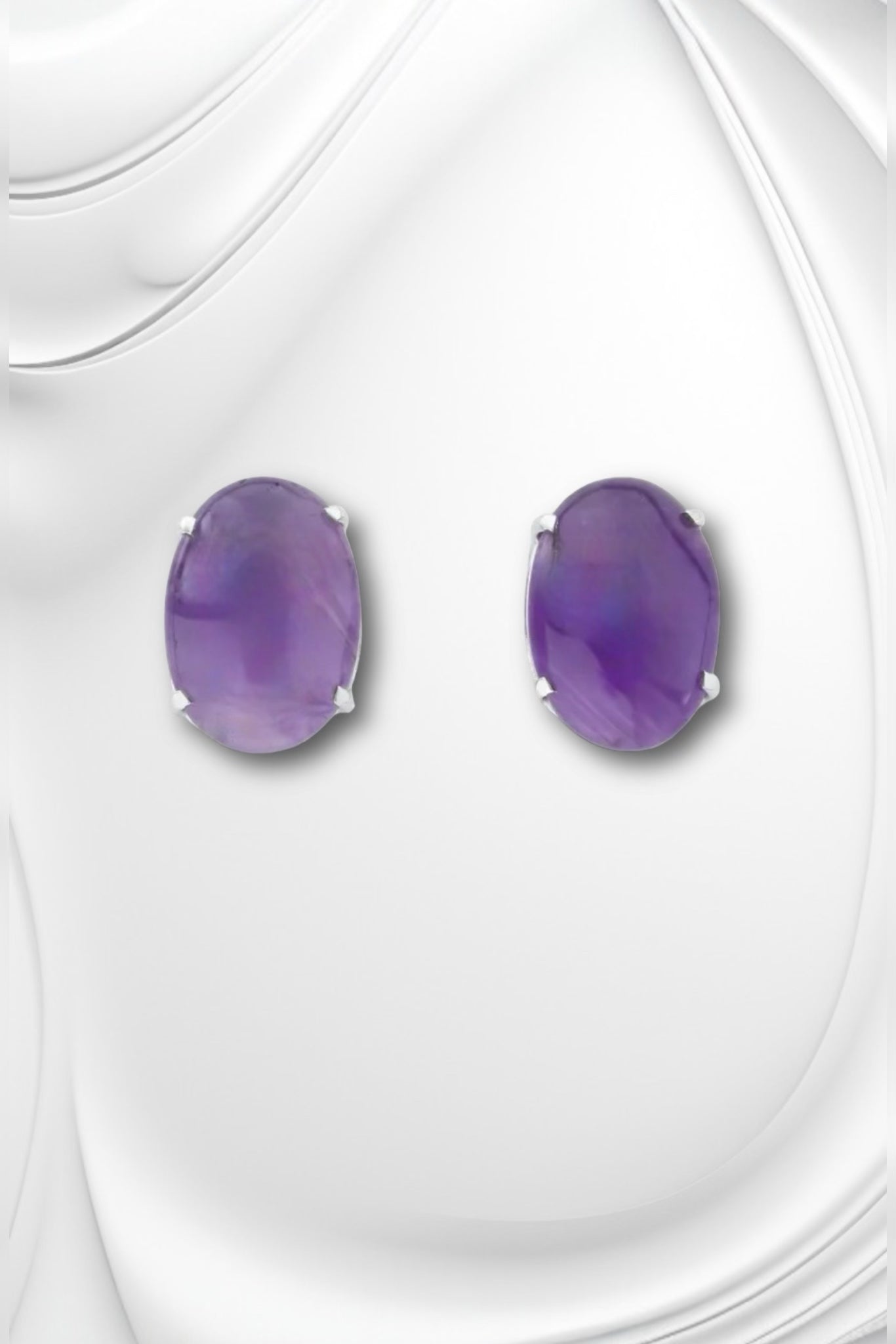 Amethyst Oval Stud Earrings - Iane Jewelry