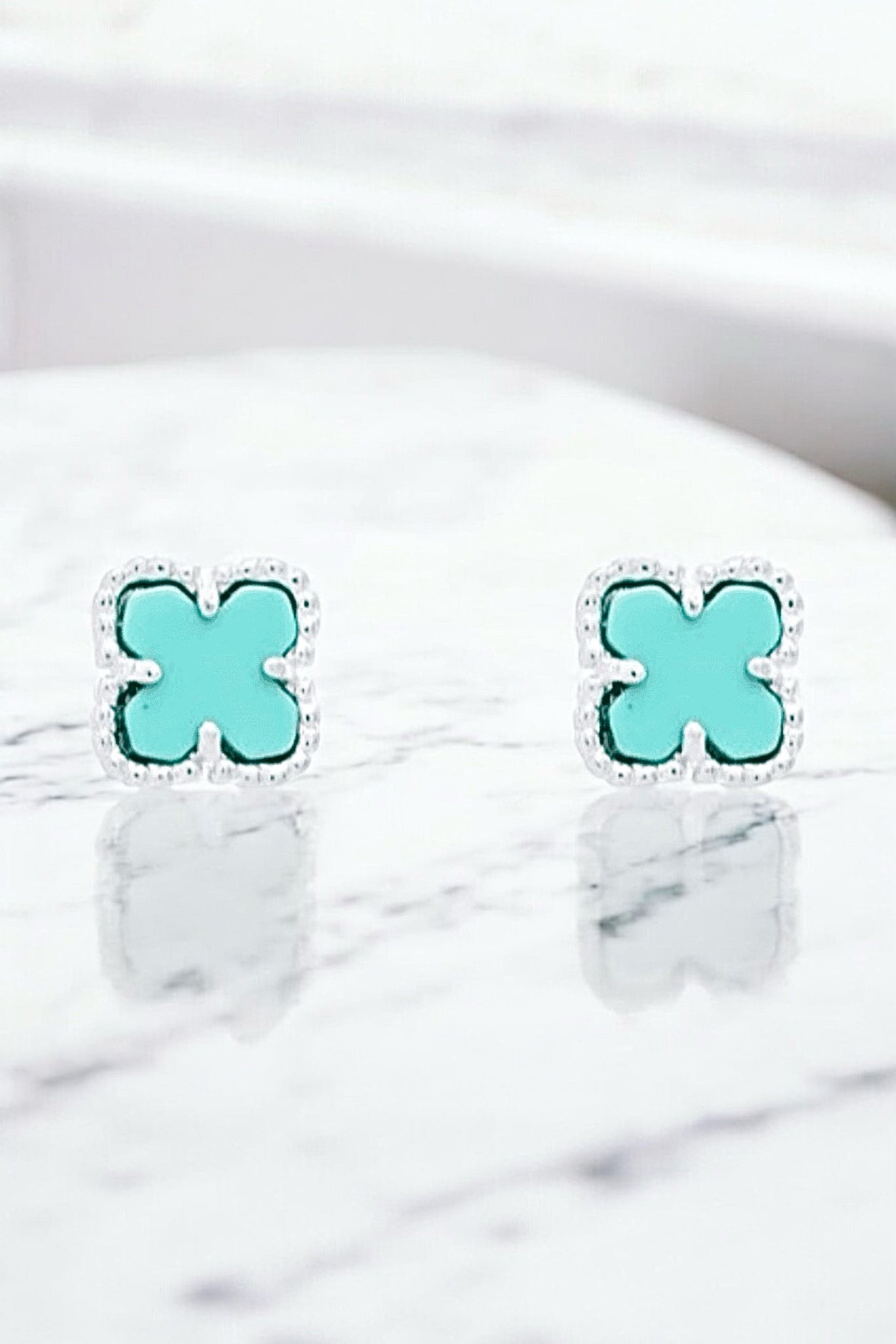 Mini Turquoise Clover Earrings - Iane Jewelry