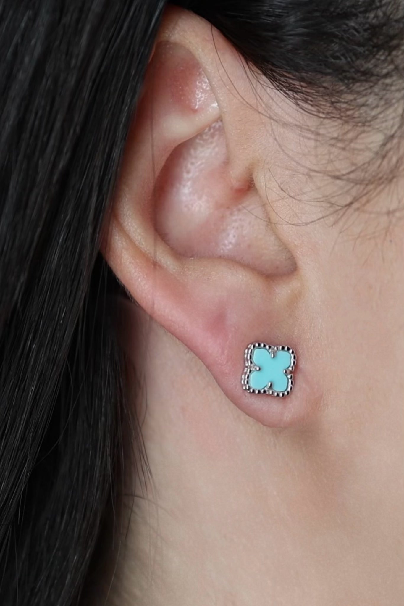 Mini Turquoise Clover Earrings - Iane Jewelry