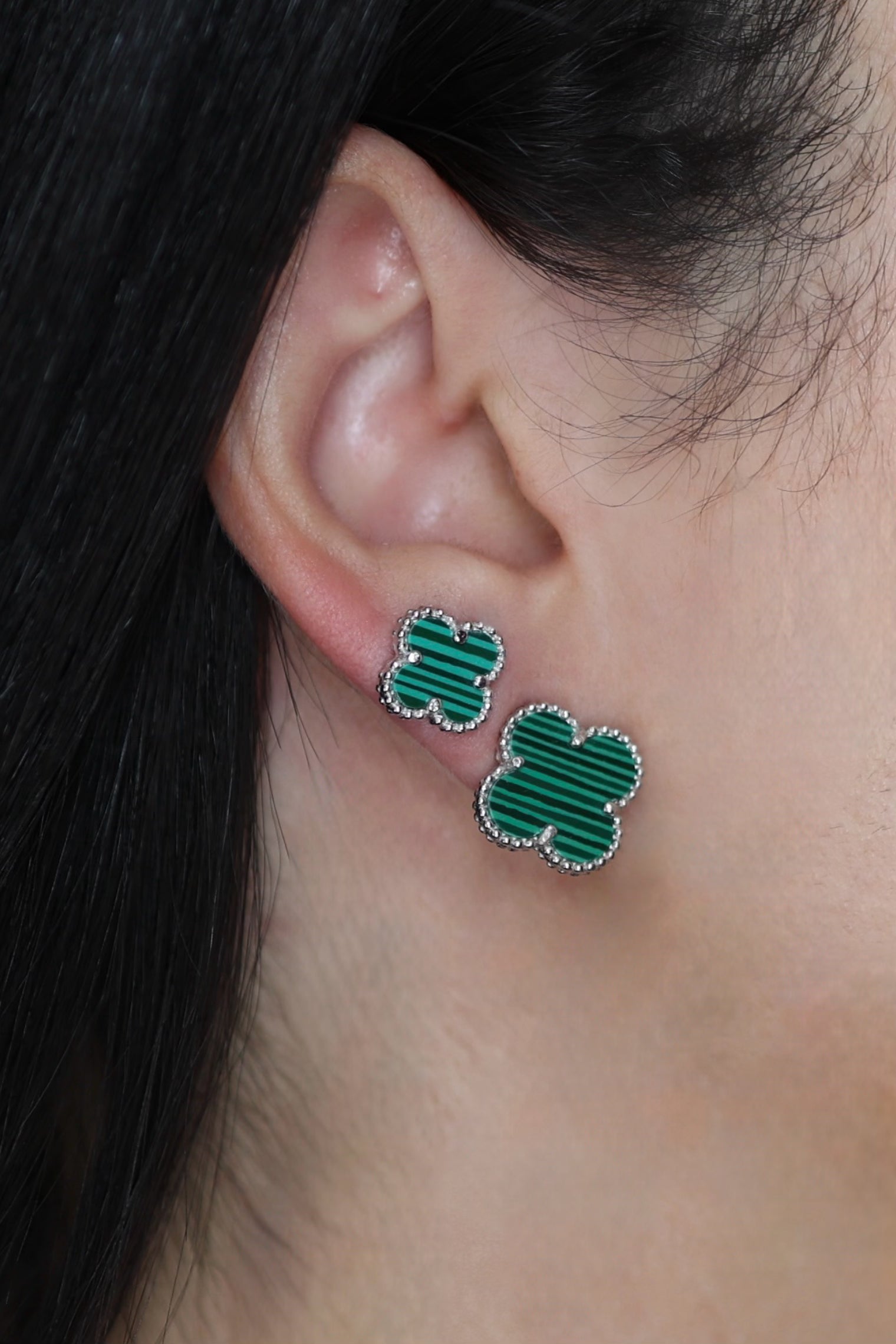 Four Leef Malachite Glow Earrings - Iane Jewelry