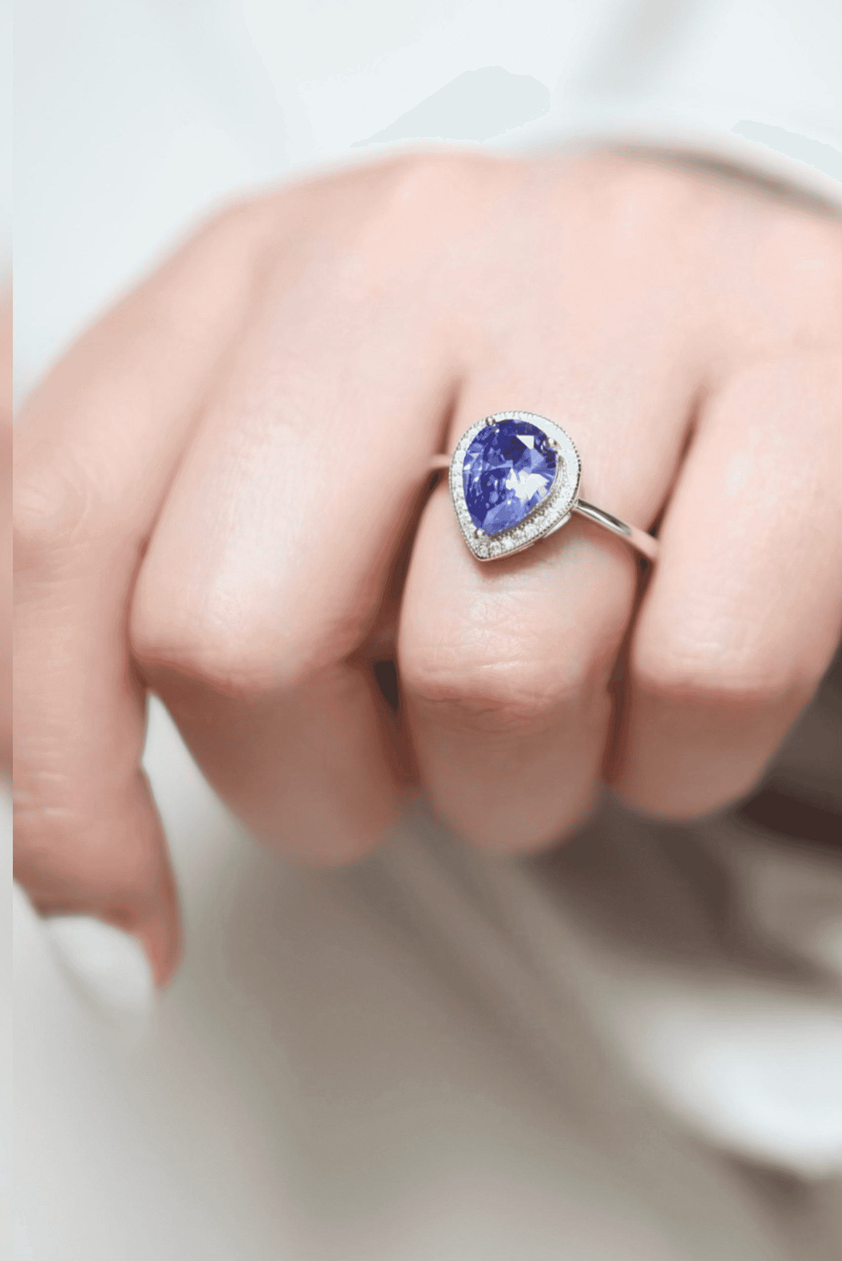 Pear Tanzanite Silver Ring - Iane Jewelry