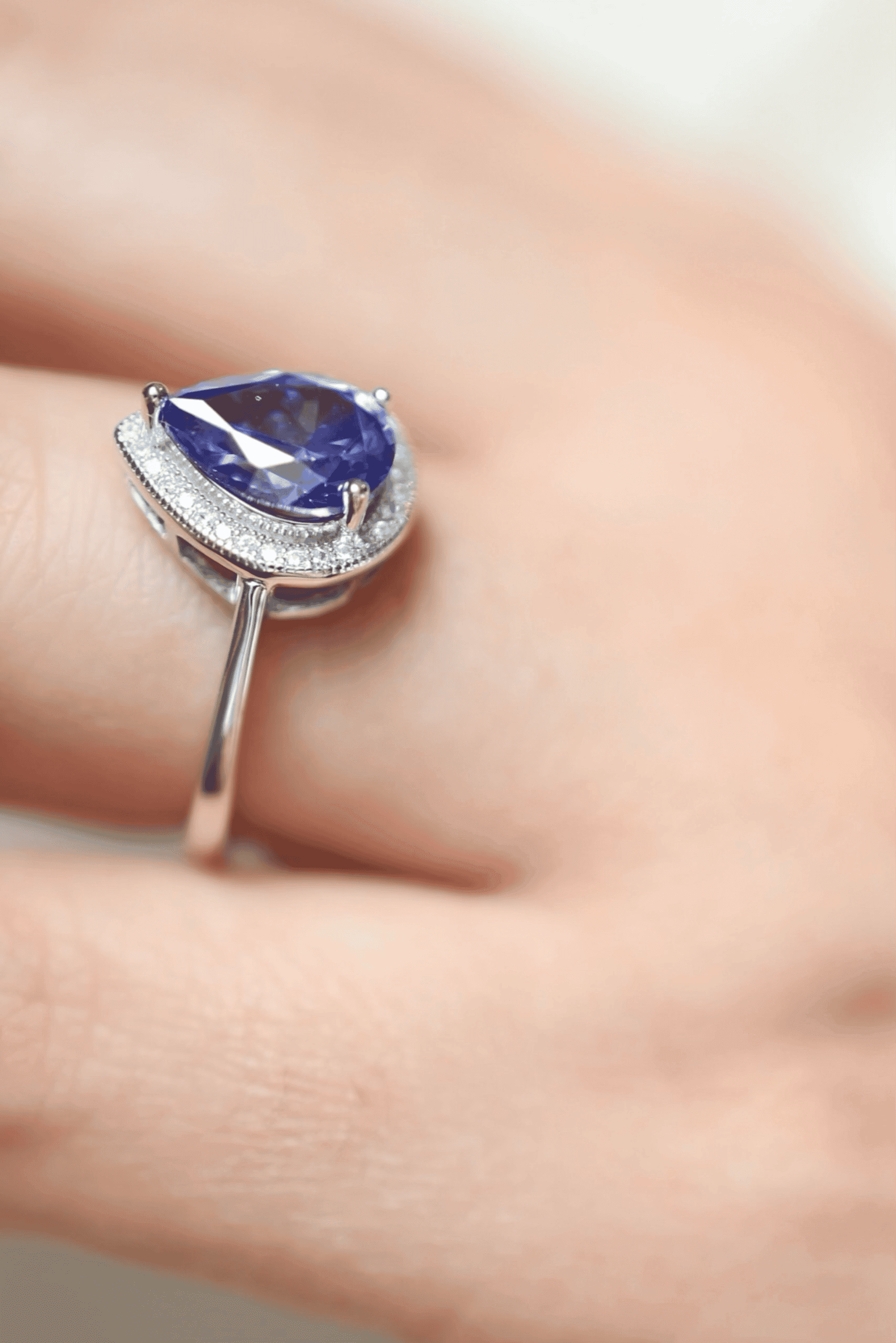 Pear Tanzanite Silver Ring - Iane Jewelry