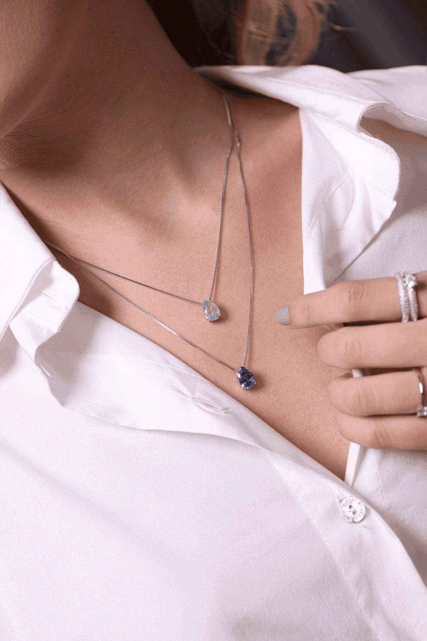 Classic Teardrop Tanzanite Necklace - Iane Jewelry