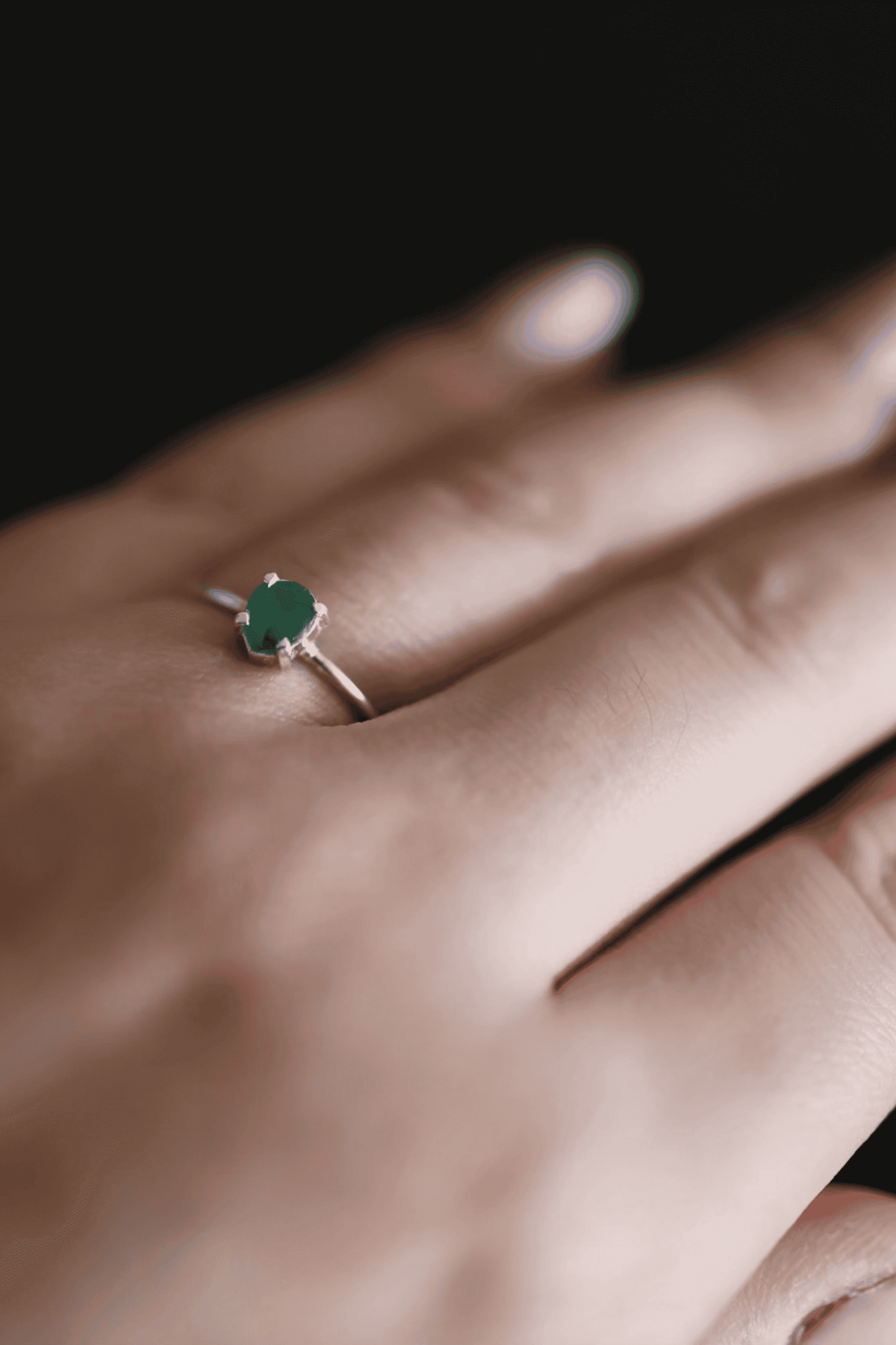 Emerald Teardrop Adjustable Ring - Iane Jewelry