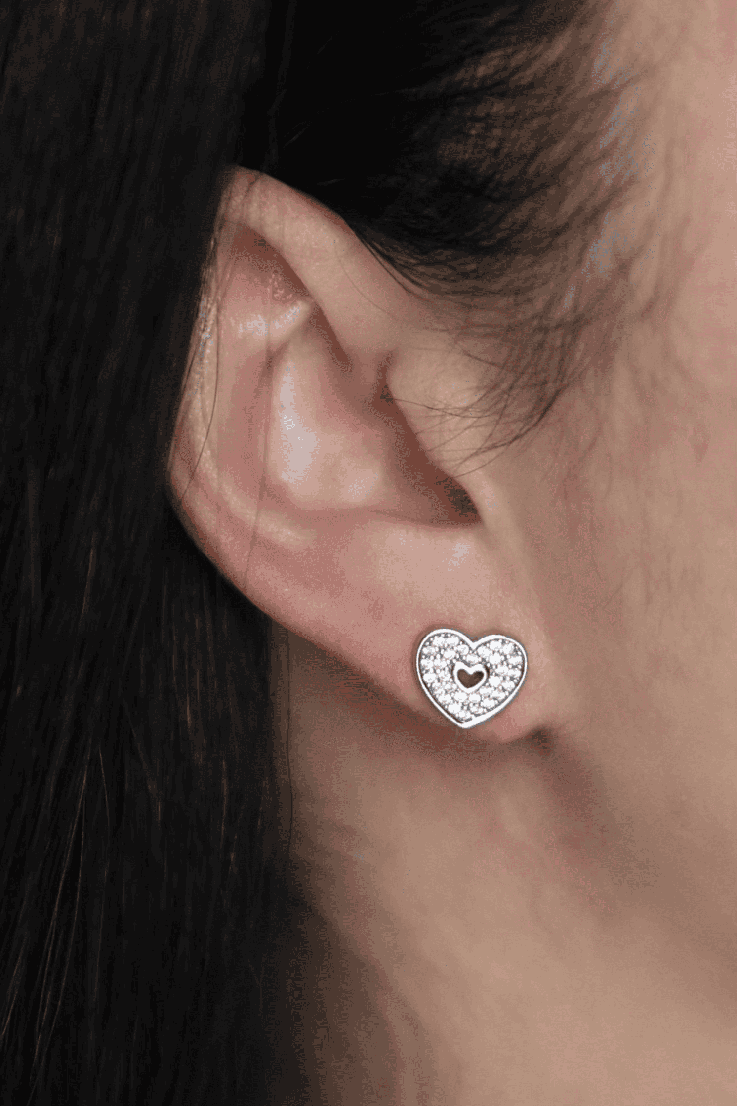 Cubic Zirconia Heart Earrings - Iane Jewelry