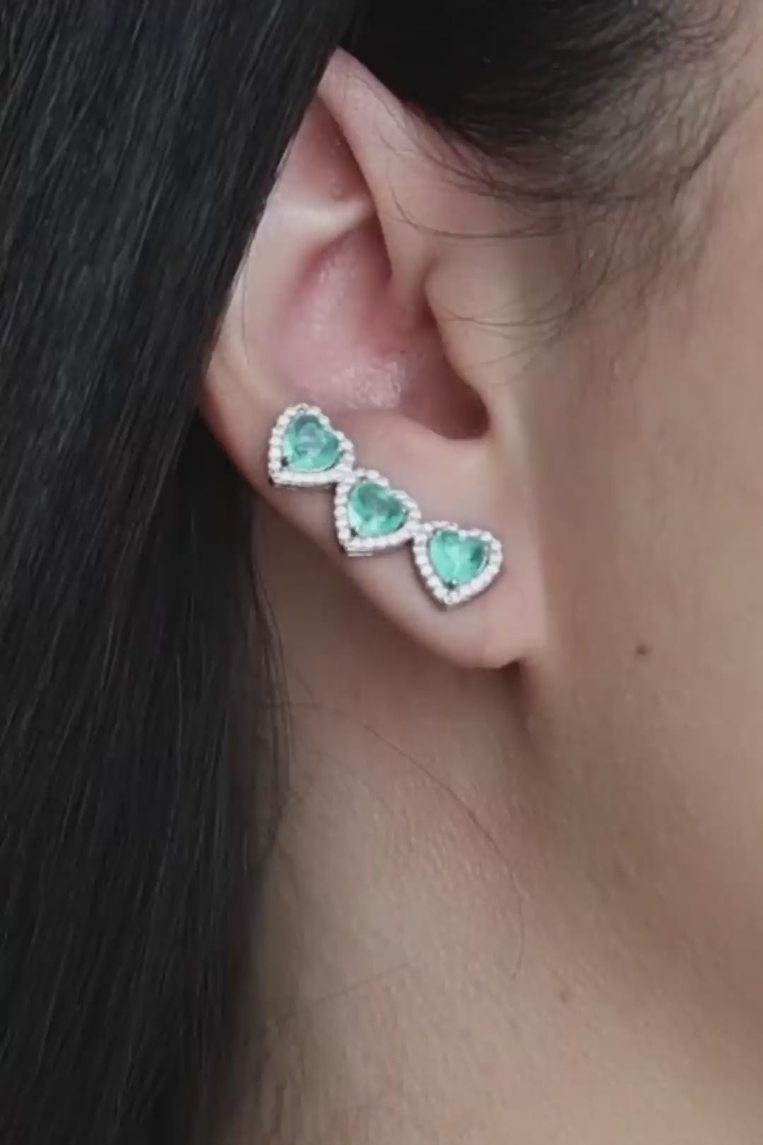 Trio Heart Ear Climbers