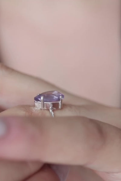 Amethyst Teardrop Adjustable Ring