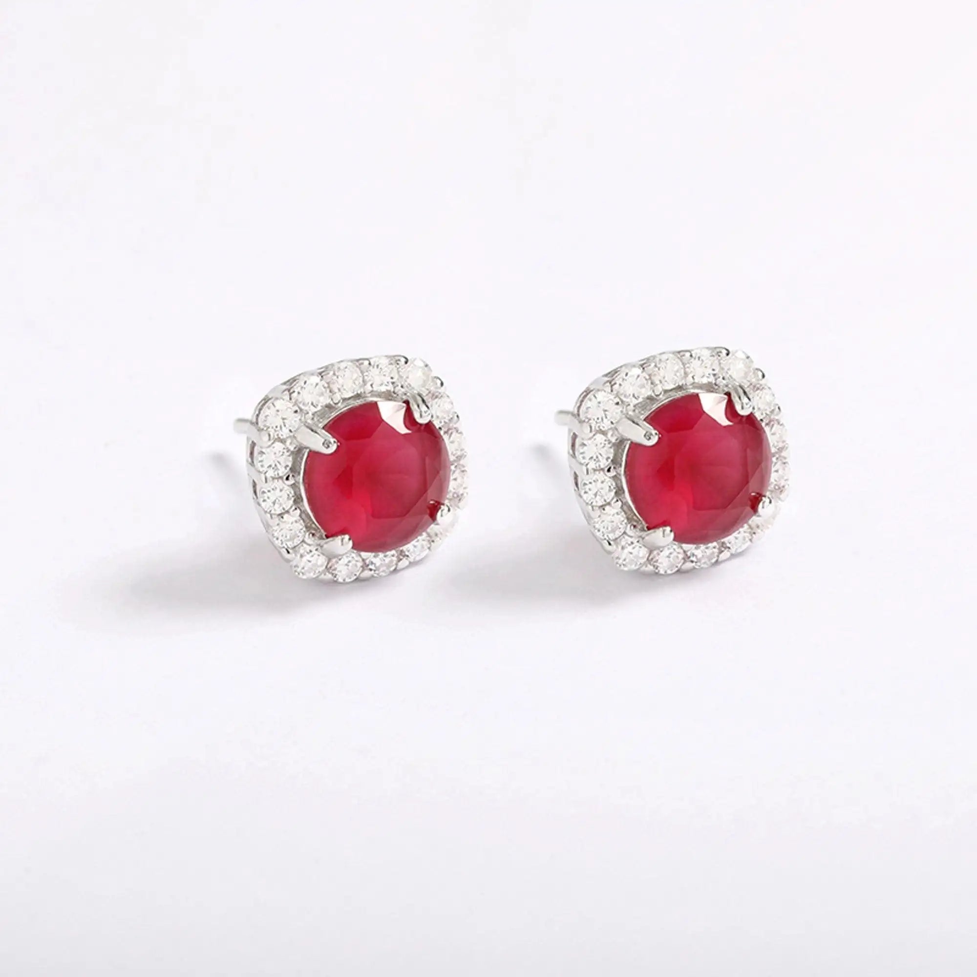 Ruby Halo Stud Earrings - Iane Jewelry