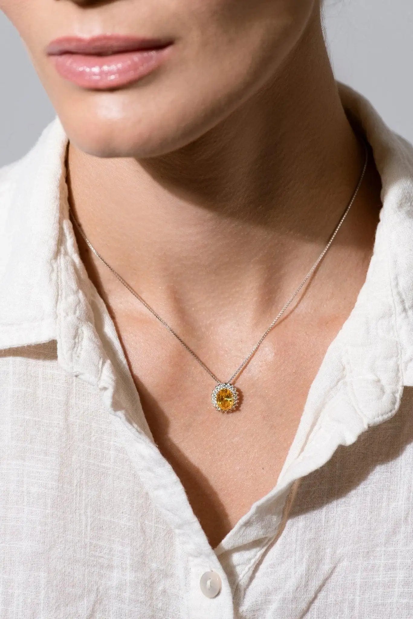 Silver Citrine Zirconia Necklace - Iane Jewelry