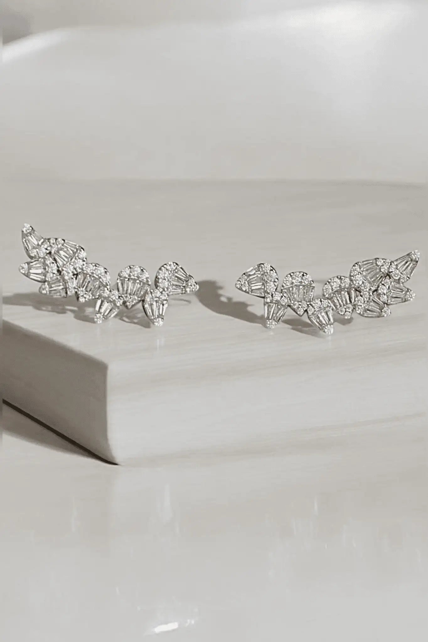 Silver Petal Ear Climbers - Iane Jewelry