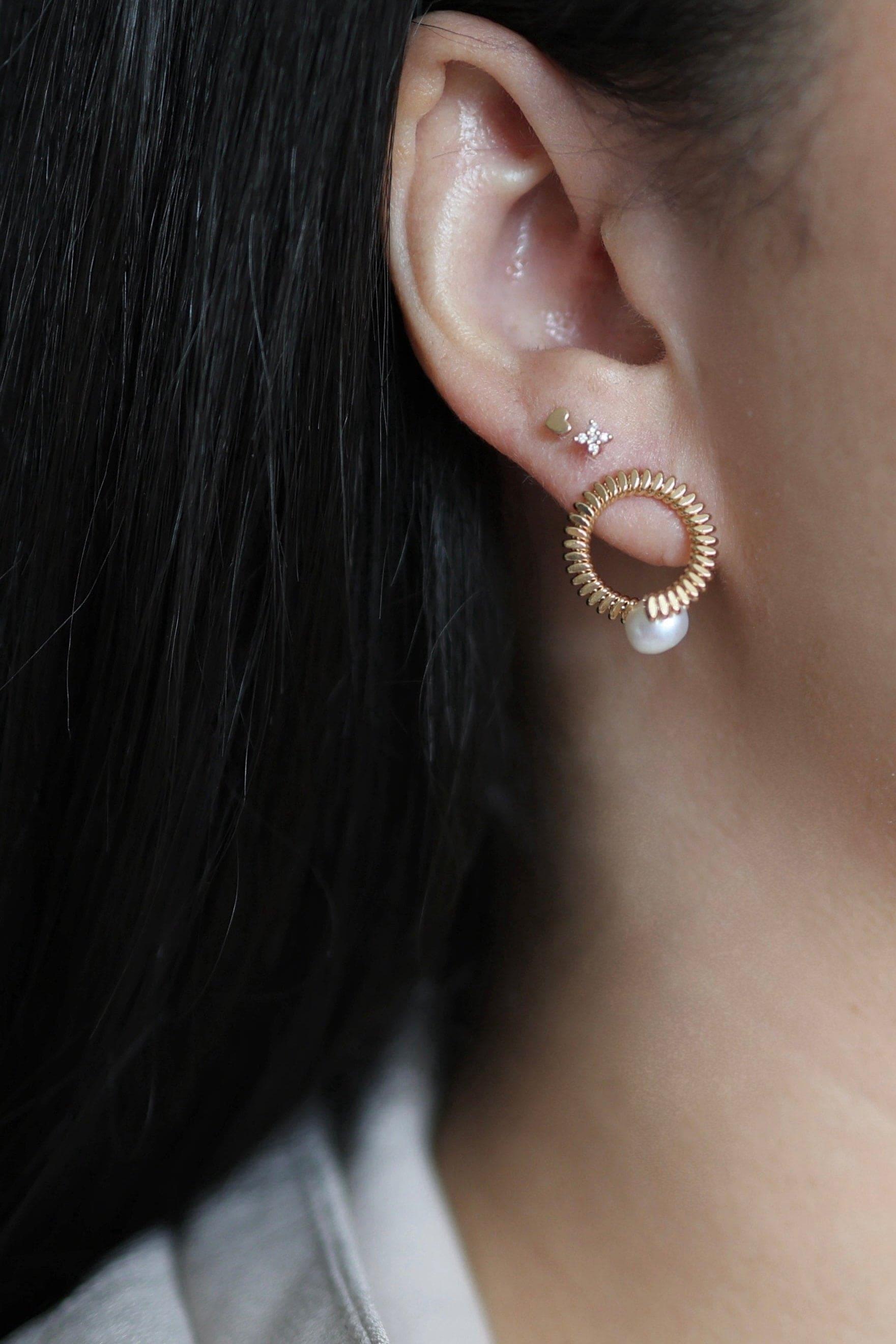 Spiral Pearl Hoop Earrings - Iane Jewelry