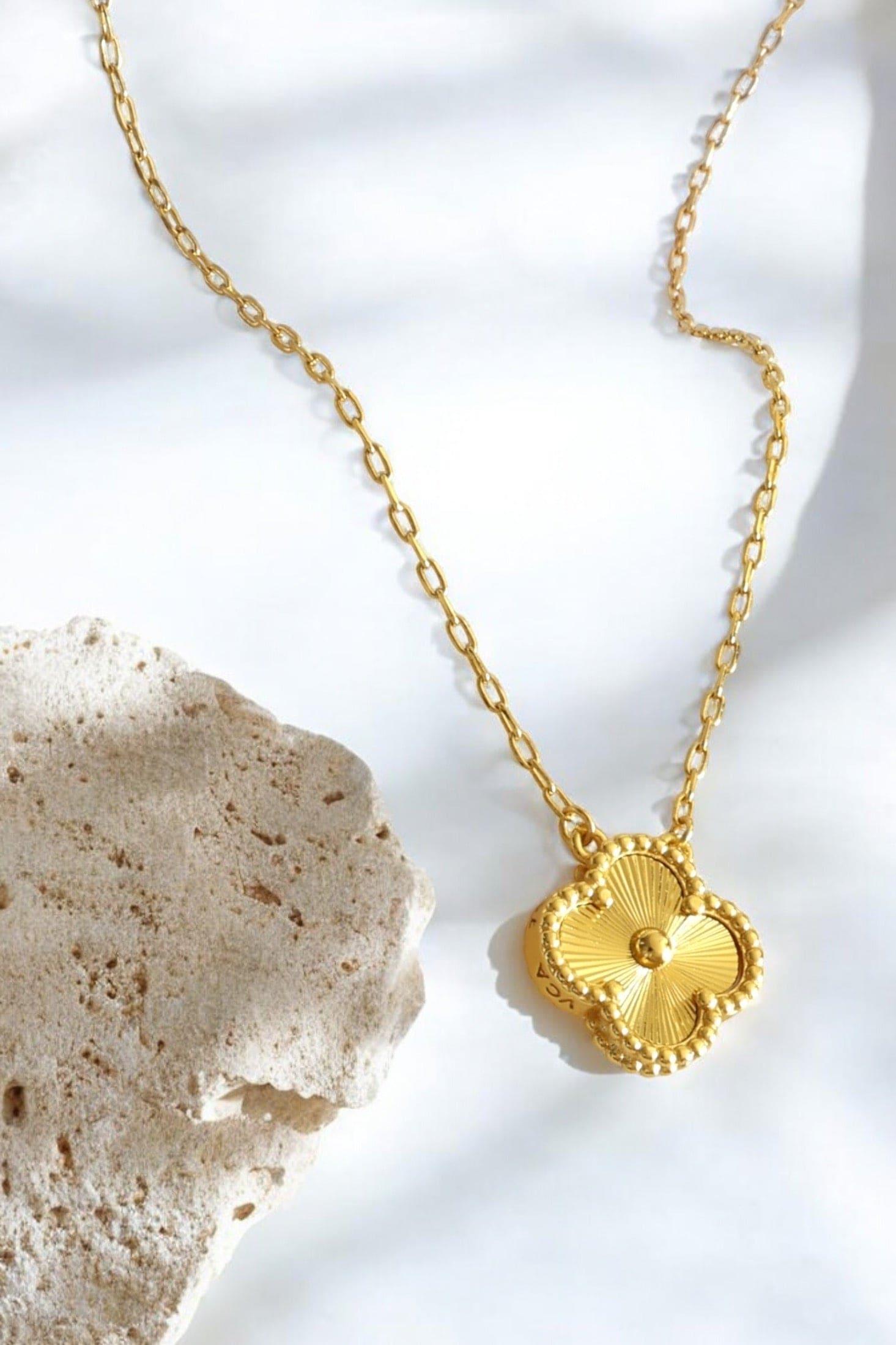 Gold Dainty Clover Necklace - Iane Jewelry