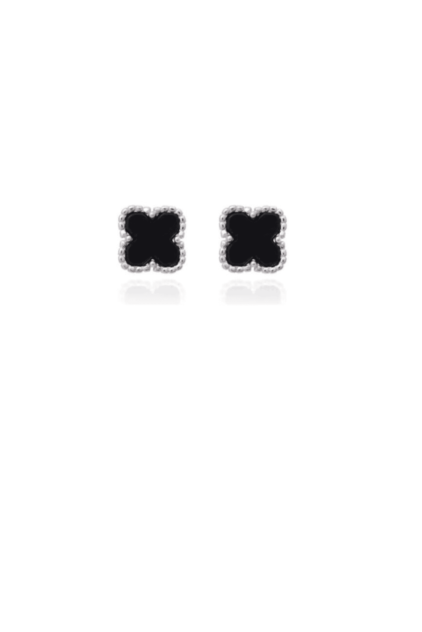 Small Stud Onyx Clover Earrings - Iane Jewelry