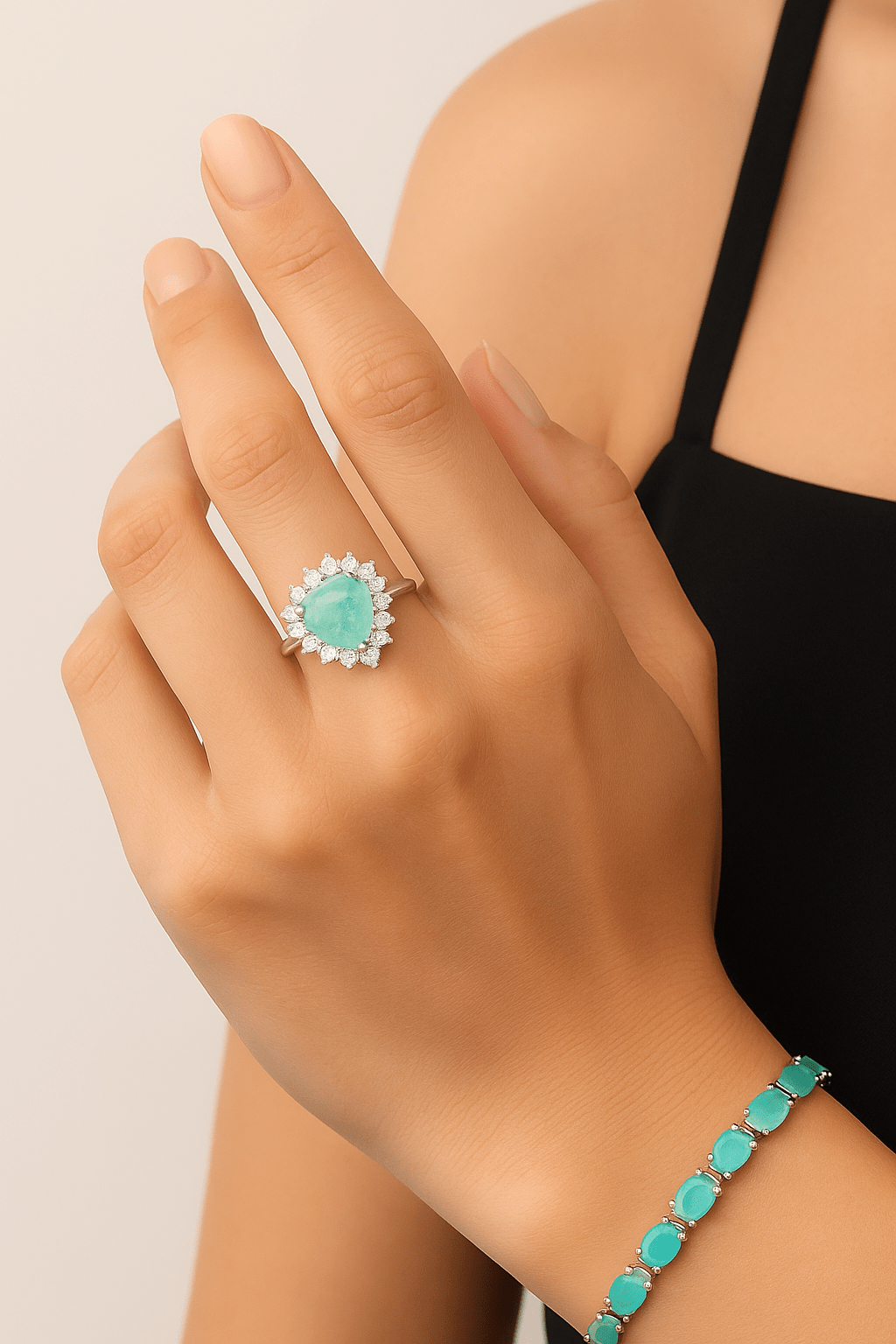 Turquoise Heart Zirconia Ring - Iane Jewelry