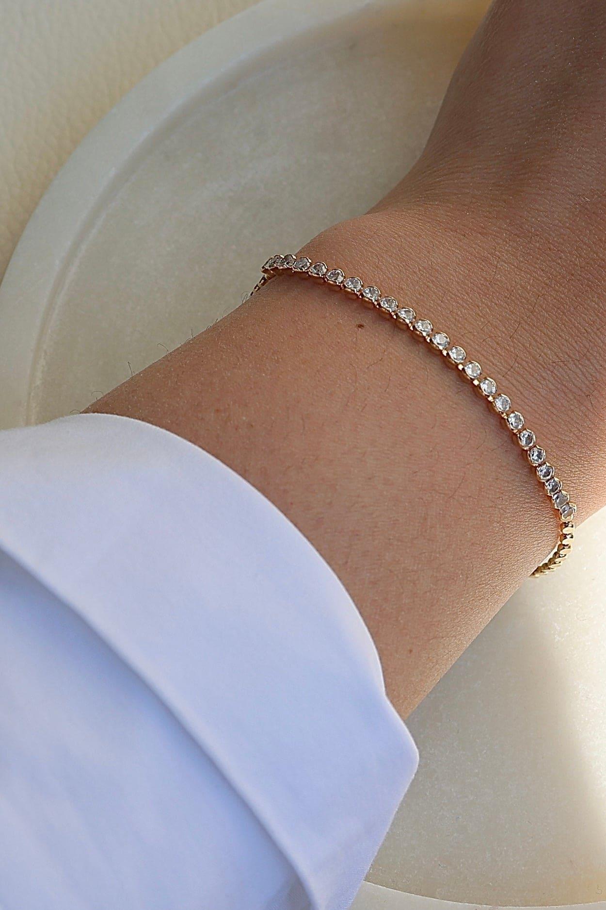 Gold Zirconia Tennis Bracelet - Iane Jewelry