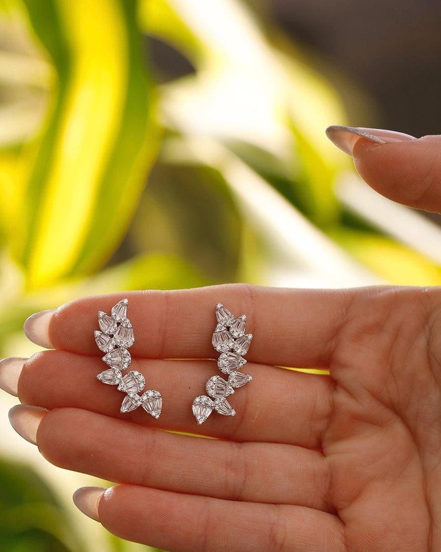 Silver Petal Ear Climbers - Iane Jewelry