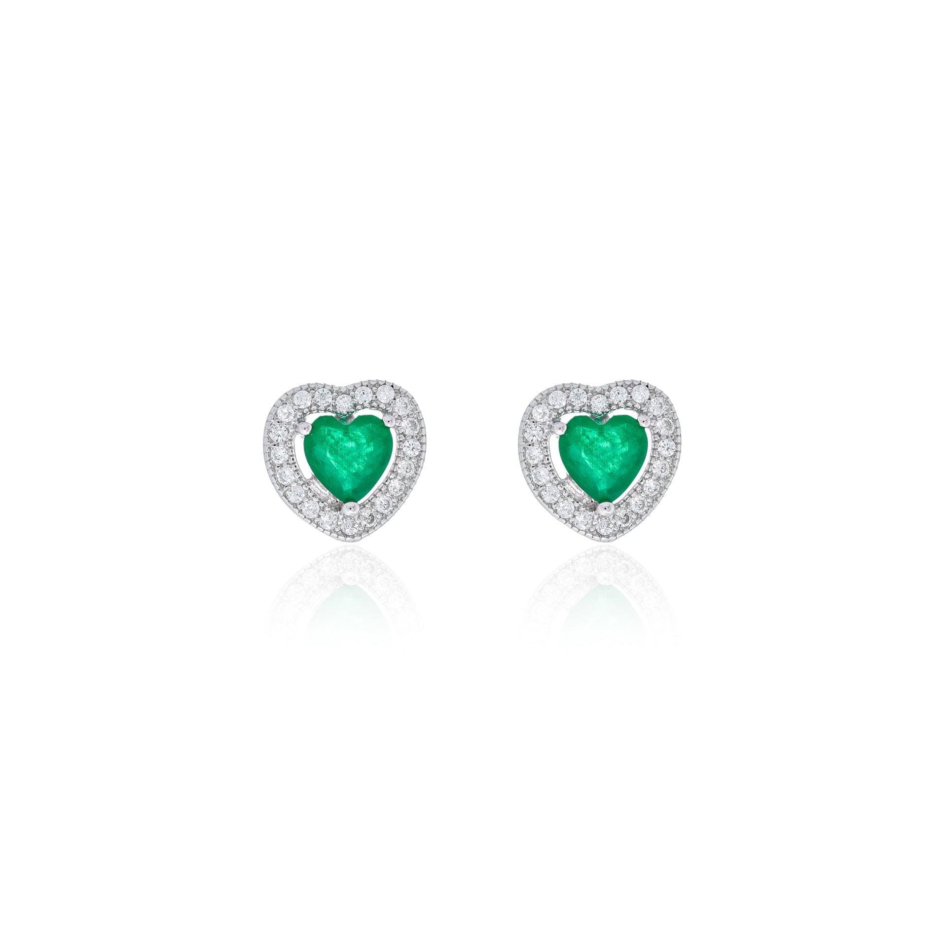 Small Emerald Heart Earrings - Iane Jewelry