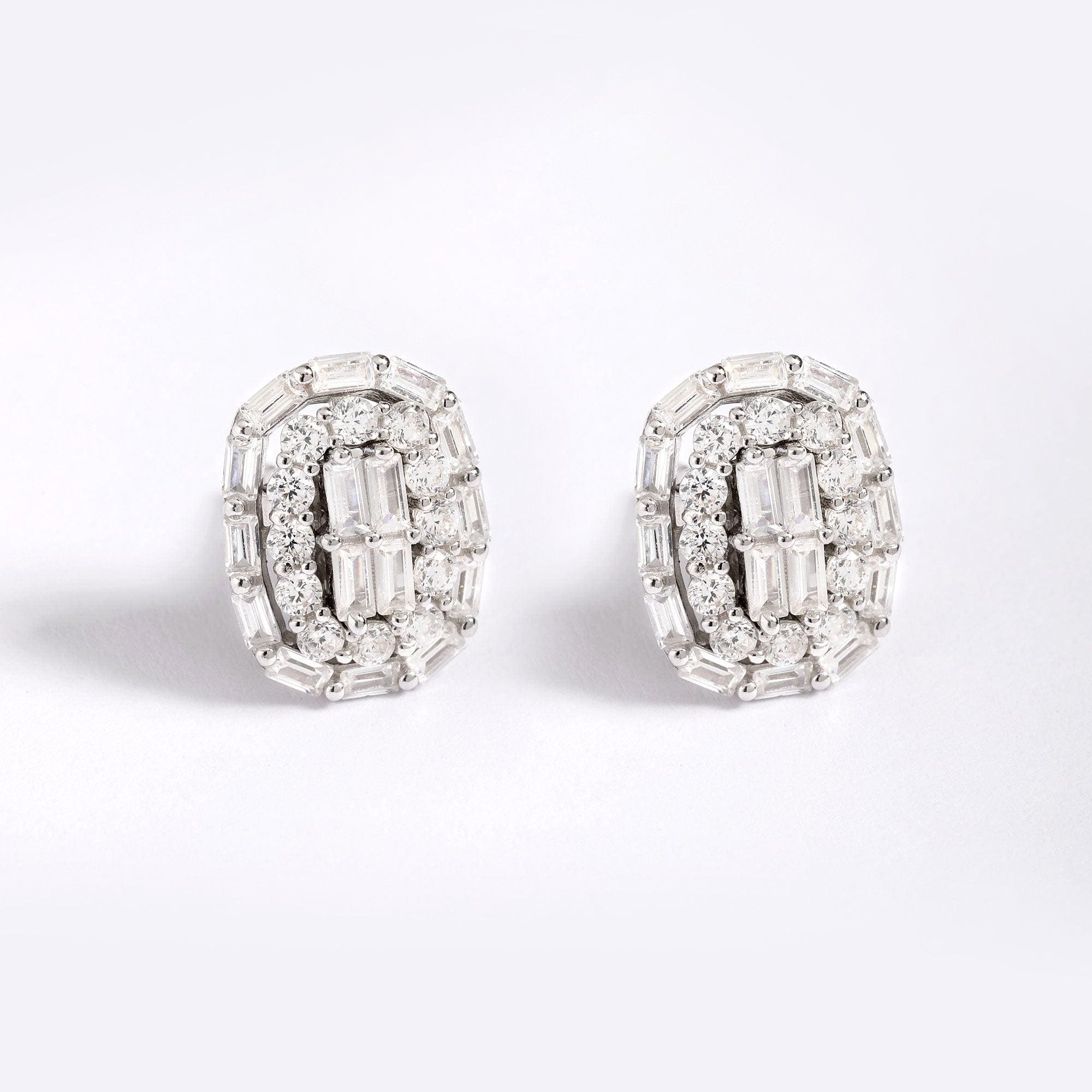 Oval Baguette Stud Earrings - Iane Jewelry