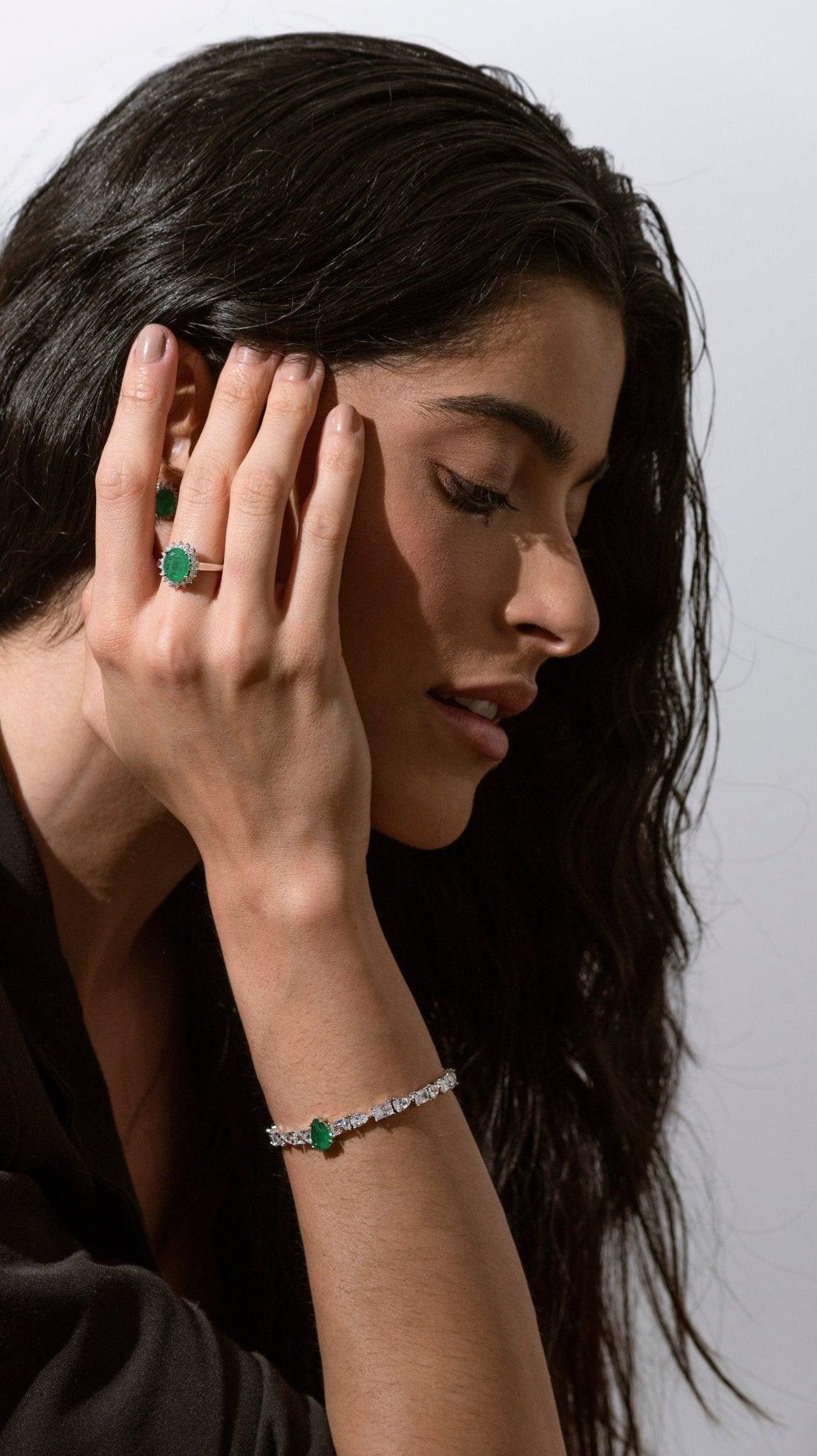 Emerald Earrings, Bracelet & Ring Set - Iane Jewelry