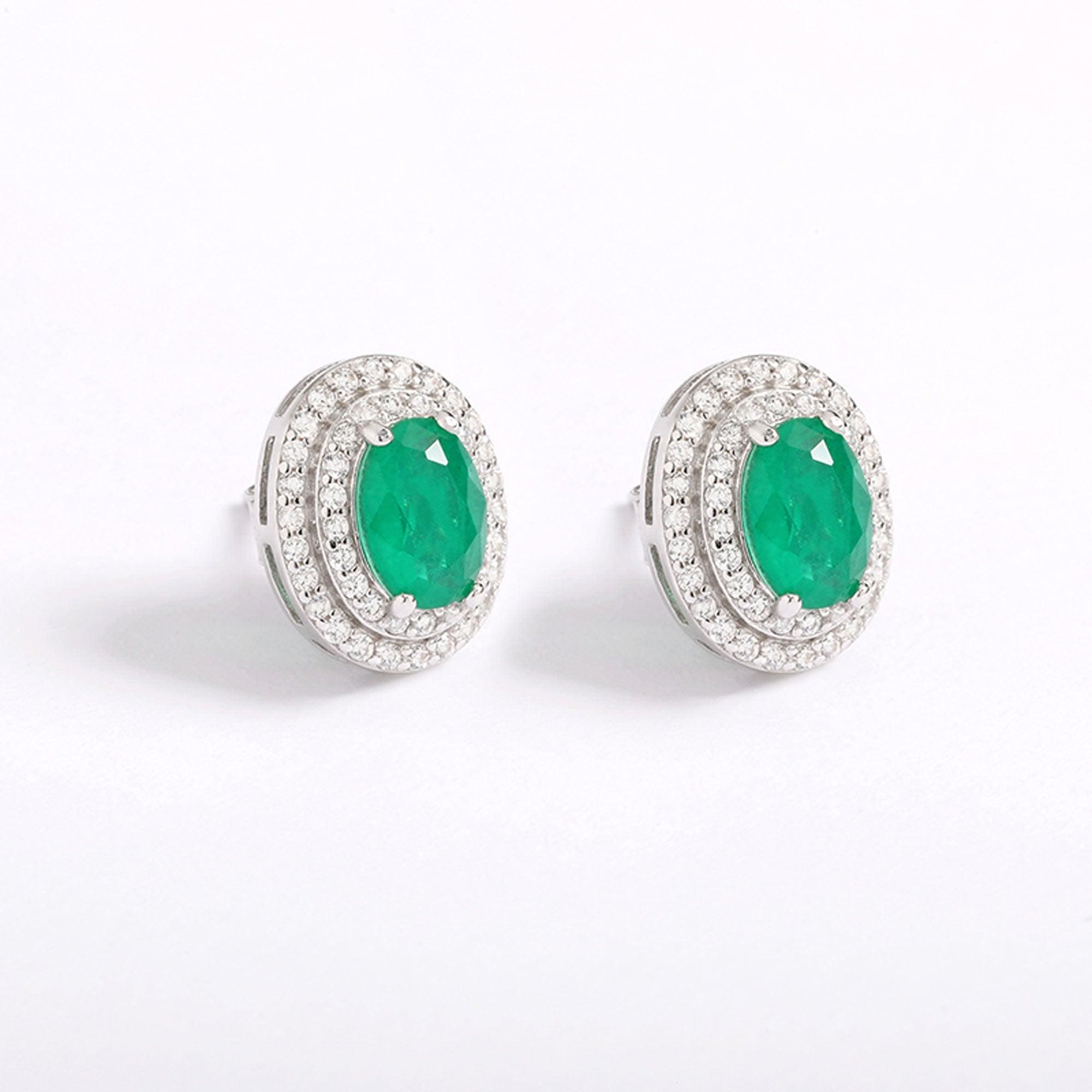 Emerald Halo Earrings - Iane Jewelry