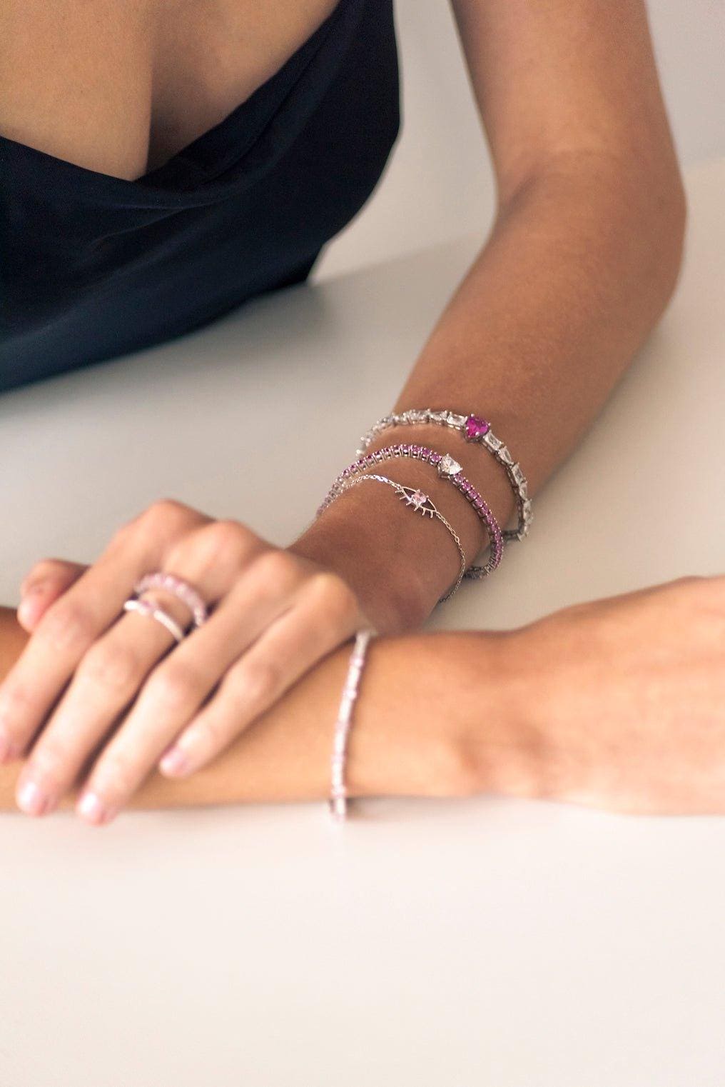 Pink Eye Silver Bracelet - Iane Jewelry