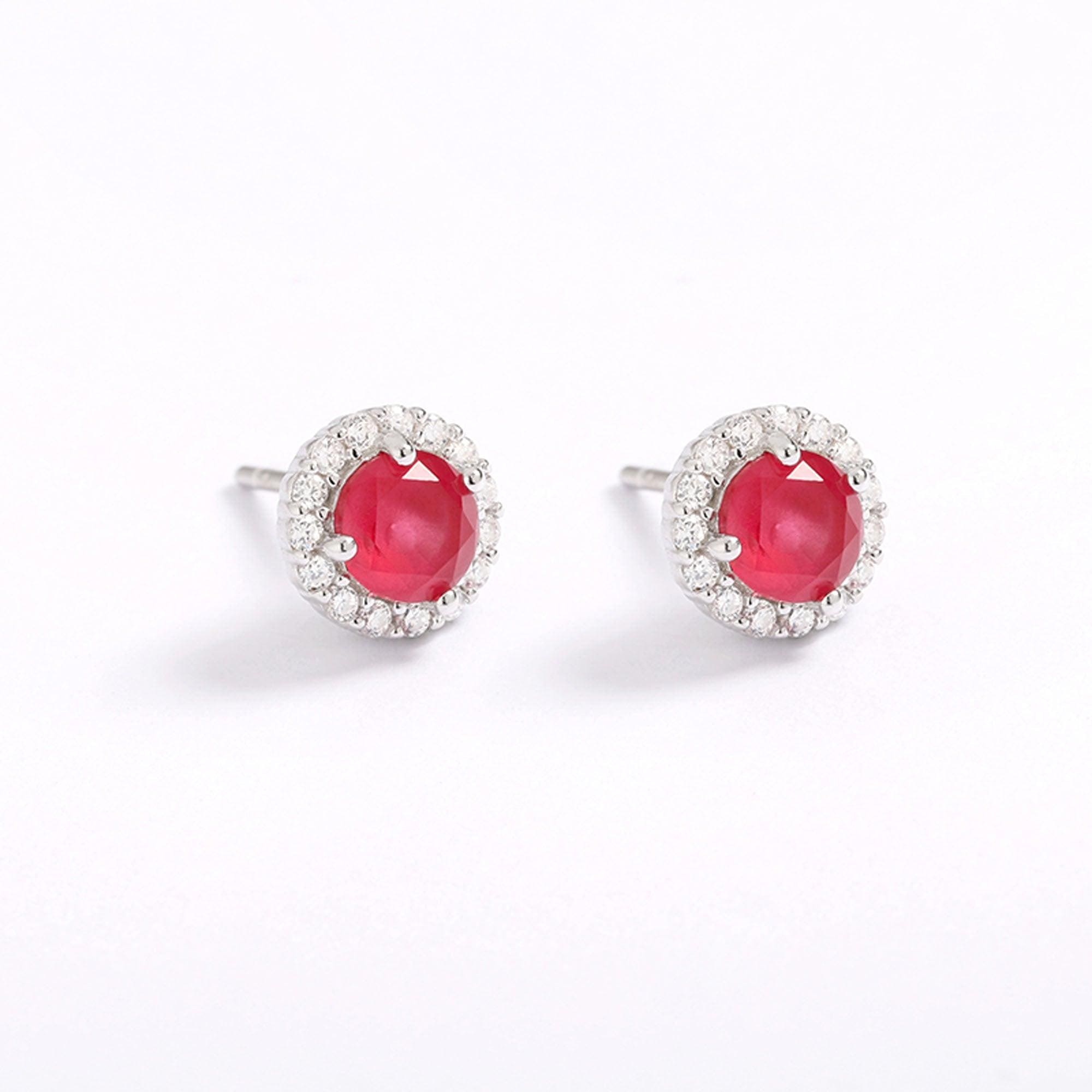 Ruby Earrings Halo Small - Iane Jewelry