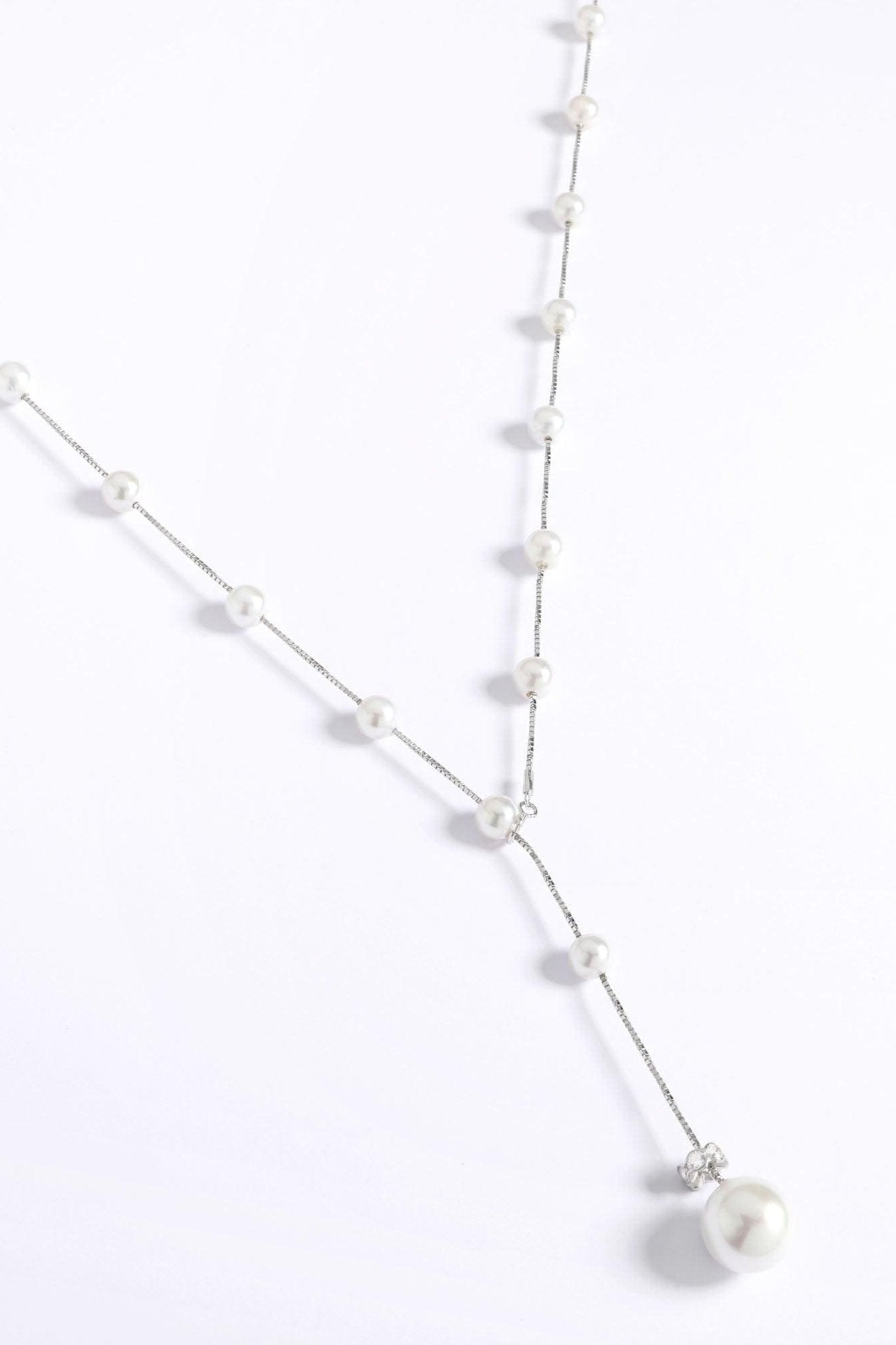 Necklace Pearl Adjustable Silver - Iane Jewelry