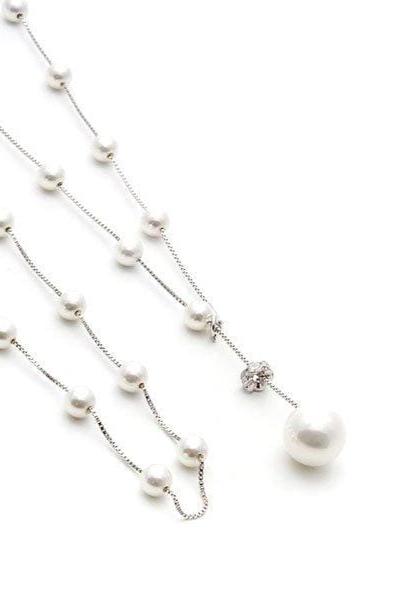 Necklace Pearl Adjustable Silver - Iane Jewelry