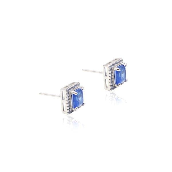 Sapphire Square Silver Earring - Iane Jewelry